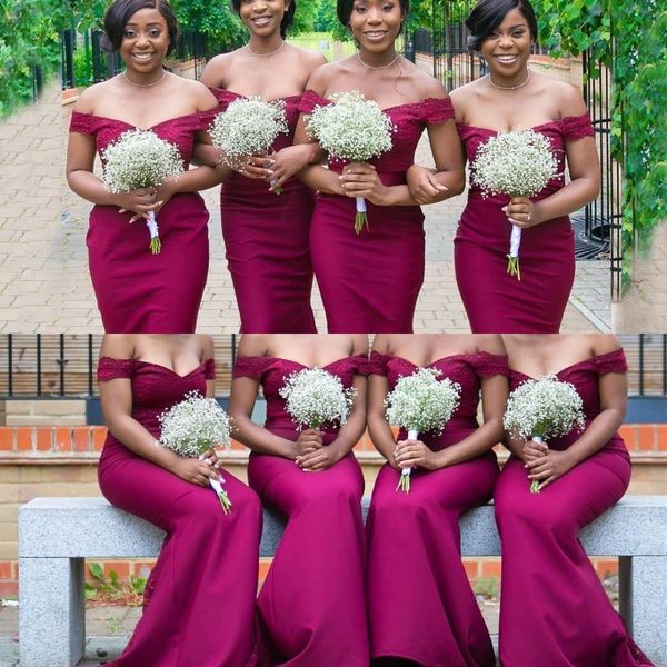 2020 simple burgundy mermaid bridesmaid dresses off shoulder lace appliques sweep train plus size wedding guest maid of honor gowns, White;pink
2020 simple burgundy mermaid bridesmaid dresses off shoulder lace appliques sweep train plus size wedding guest maid of honor gowns, White;pink