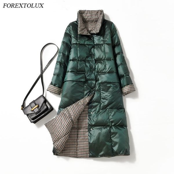 plus size long duck down jacket reversible women thick double sided plaid coat female warm shiny parka pocket clothes winter y201026, Black
plus size long duck down jacket reversible women thick double sided plaid coat female warm shiny parka pocket clothes winter y201026, Black