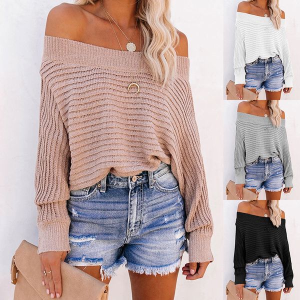 2021 autumn new woman's popular pit stripper bat off her shoulder female sweater omlh, White;black
2021 autumn new woman's popular pit stripper bat off her shoulder female sweater omlh, White;black