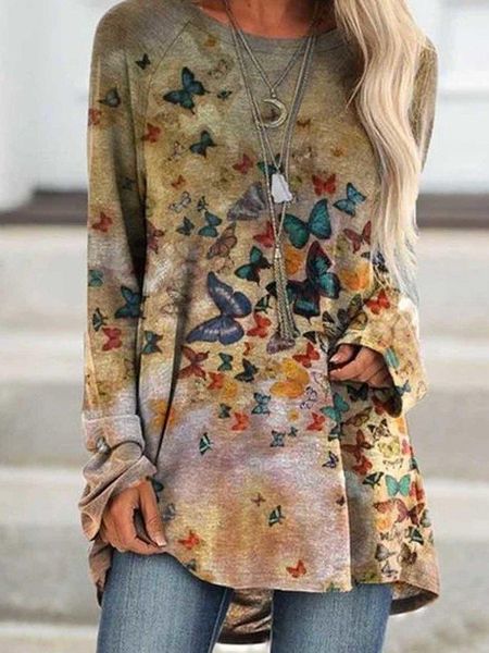 the new style of european and american foreign trade in 2020, long sleeves and medium length butterfly printed t-shirts regular, White
the new style of european and american foreign trade in 2020, long sleeves and medium length butterfly printed t-shirts regular, White