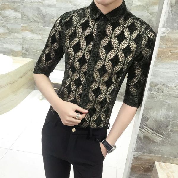 korean slim fit shirt men 2018 summer new half sleeve lace tuxedo shirts dress hollow casual hairstylist shirts social 3xl, White;black
korean slim fit shirt men 2018 summer new half sleeve lace tuxedo shirts dress hollow casual hairstylist shirts social 3xl, White;black