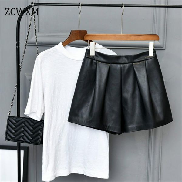 women's shorts zcwxm autumn women biker leather loose short elastic high waisted boots pu harajuku black a-line wide leg trousers, White;black
women's shorts zcwxm autumn women biker leather loose short elastic high waisted boots pu harajuku black a-line wide leg trousers, White;black