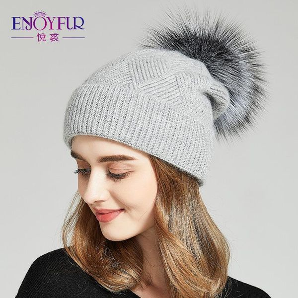 beanie/skull caps enjoyfur winter hats for women natural fur pompom hat warm wool slouchy beanies female fashion skullies lady 2021, Blue;gray
beanie/skull caps enjoyfur winter hats for women natural fur pompom hat warm wool slouchy beanies female fashion skullies lady 2021, Blue;gray