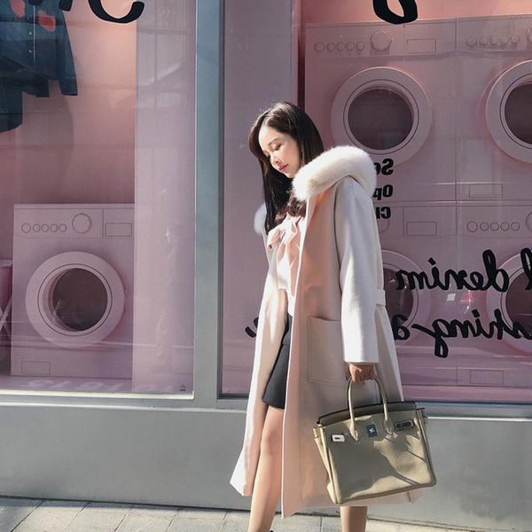 women's wool & blends streetwear fur collar hoodded mid-long woolen coat women casual cardigan loose winter padded waistbrand slim plus, Black
women's wool & blends streetwear fur collar hoodded mid-long woolen coat women casual cardigan loose winter padded waistbrand slim plus, Black