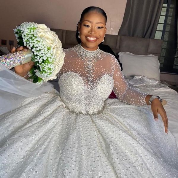 luxury beading plus size wedding dresses south african sheer high neck long sleeves a line bridal gowns wedding vestidos, White
luxury beading plus size wedding dresses south african sheer high neck long sleeves a line bridal gowns wedding vestidos, White