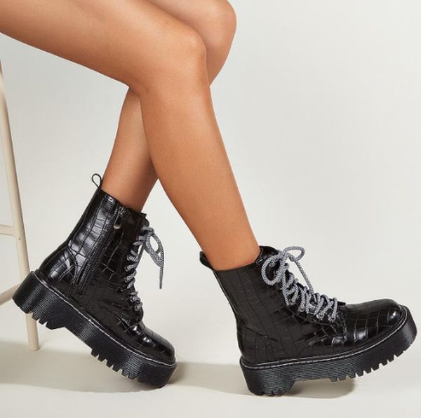 women ankle boots matin shoes woman booties pu leather lace up flatform punk shoe chaussures femme zapatos mujer sapato k00131, Black
women ankle boots matin shoes woman booties pu leather lace up flatform punk shoe chaussures femme zapatos mujer sapato k00131, Black