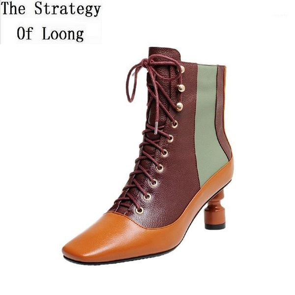 spring autumn new retro strange heels mixed colors genuine leather women half boots winter plush ladies mid-calf botas 202008261, Black
spring autumn new retro strange heels mixed colors genuine leather women half boots winter plush ladies mid-calf botas 202008261, Black