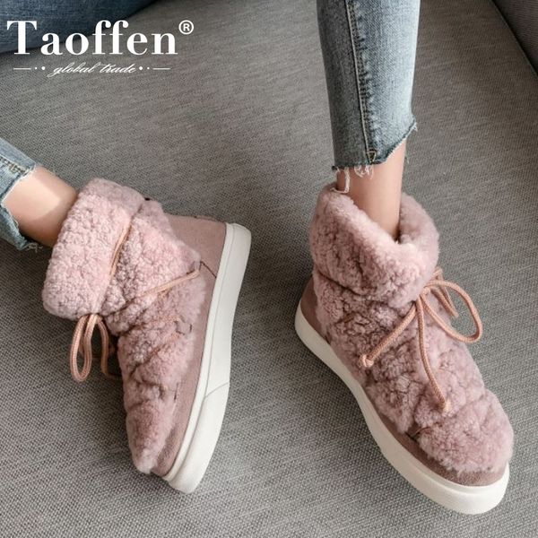 taoffen real leather women snow boots warm fur winter shoes woman fashion platform plush short boot footwear size 34-42 y1221, Black
taoffen real leather women snow boots warm fur winter shoes woman fashion platform plush short boot footwear size 34-42 y1221, Black