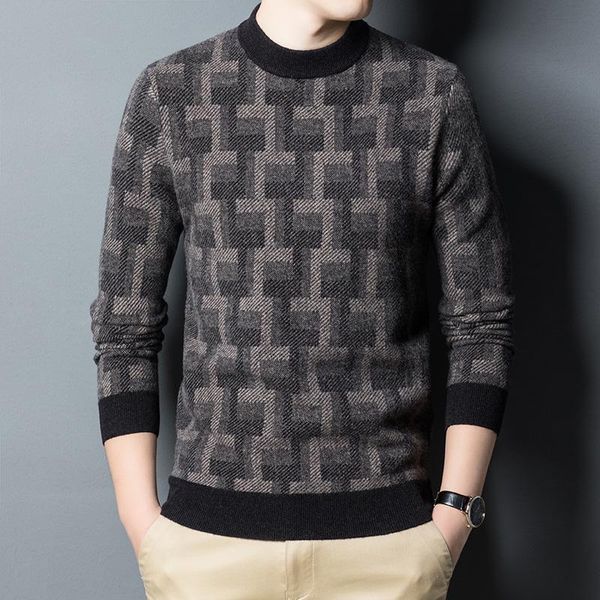 men's sweaters wool sweater, round neck, autumn and winter thick cashmere young middle-aged casual sweater, White;black
men's sweaters wool sweater, round neck, autumn and winter thick cashmere young middle-aged casual sweater, White;black