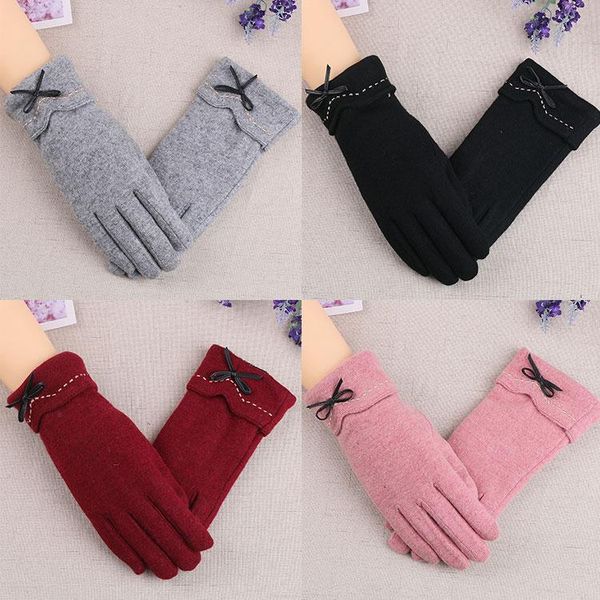 warm cashmere leather female gloves bow dotted touch screen gloves solid color plus velvet thicken wool knit mittens, Blue;gray
warm cashmere leather female gloves bow dotted touch screen gloves solid color plus velvet thicken wool knit mittens, Blue;gray