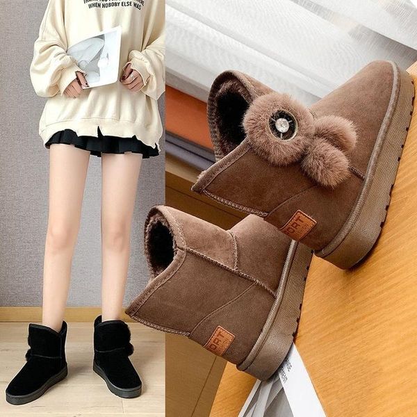brand ankle boots for women winter snow boots flock flats fur warm platform shoes woman slip-on non-slip fashion short, Black
brand ankle boots for women winter snow boots flock flats fur warm platform shoes woman slip-on non-slip fashion short, Black