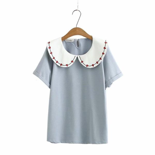 women's t-shirt plus size embroidery turn-down collar navy short sleeve women loose tshirts 2021 summer casual lady soft t shirts femal, White
women's t-shirt plus size embroidery turn-down collar navy short sleeve women loose tshirts 2021 summer casual lady soft t shirts femal, White