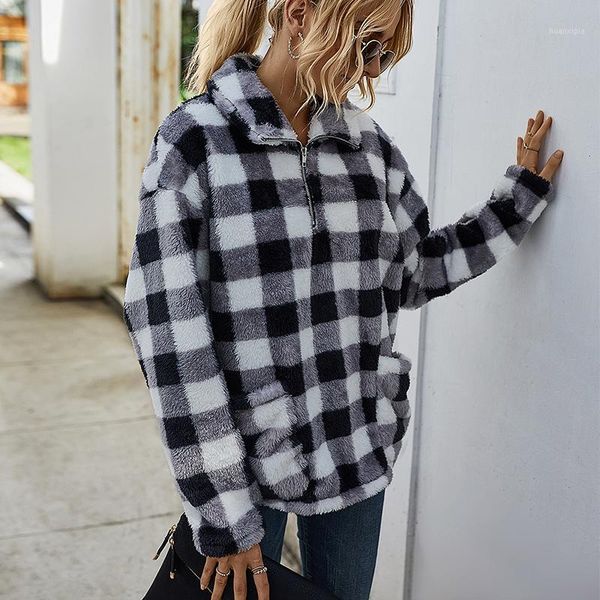 autumn winter coat women 2020 plaid loose pockets zipper pullover long sleeve oversize casual female sweatshirt thick lady 1, Black
autumn winter coat women 2020 plaid loose pockets zipper pullover long sleeve oversize casual female sweatshirt thick lady 1, Black