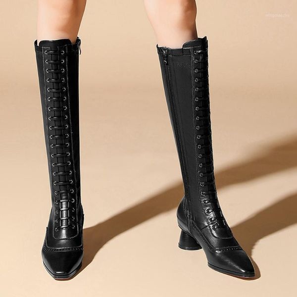 boots brand design chic chunky heels genuine leather brogue knee high riding boot cow skin elegant women shoes boots1, Black
boots brand design chic chunky heels genuine leather brogue knee high riding boot cow skin elegant women shoes boots1, Black