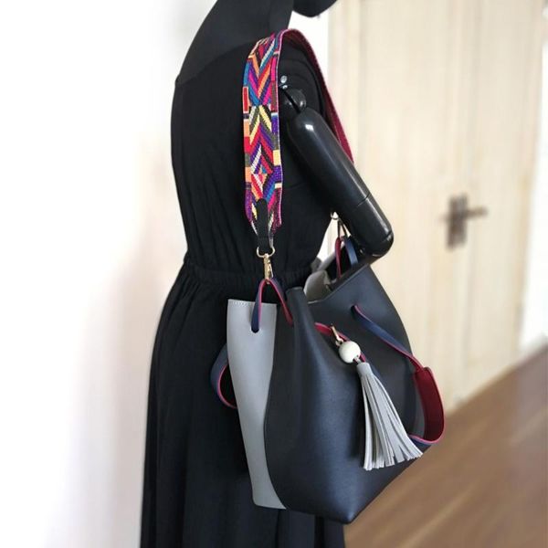 composite shoulder bag for women patchwork bag tassel ladies handbag double color stitching female colorful straps |vk5173
composite shoulder bag for women patchwork bag tassel ladies handbag double color stitching female colorful straps |vk5173