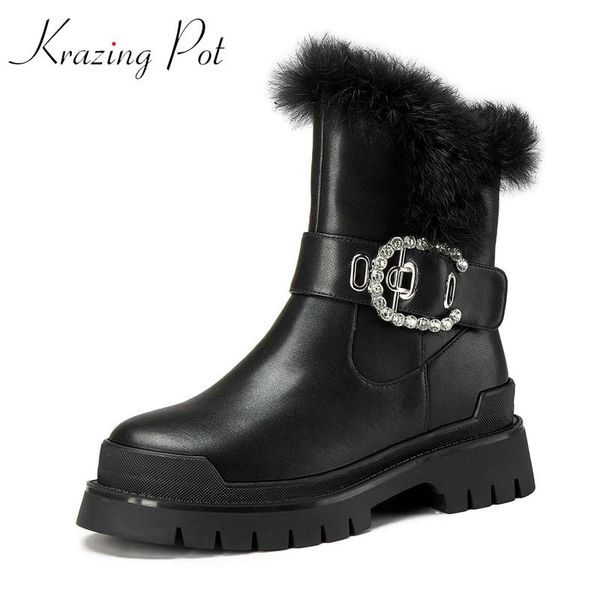 krazing pot 2020 handmade brand shoes women split leather round toe high heel snow boots winter warm fur ankle boots l18, Black
krazing pot 2020 handmade brand shoes women split leather round toe high heel snow boots winter warm fur ankle boots l18, Black