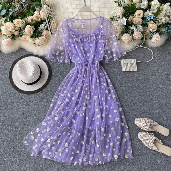 long daisy floral mesh dress women+solid strap dress two piece retro holiday chic summer romantic flower tulle sundress, Black;gray
long daisy floral mesh dress women+solid strap dress two piece retro holiday chic summer romantic flower tulle sundress, Black;gray