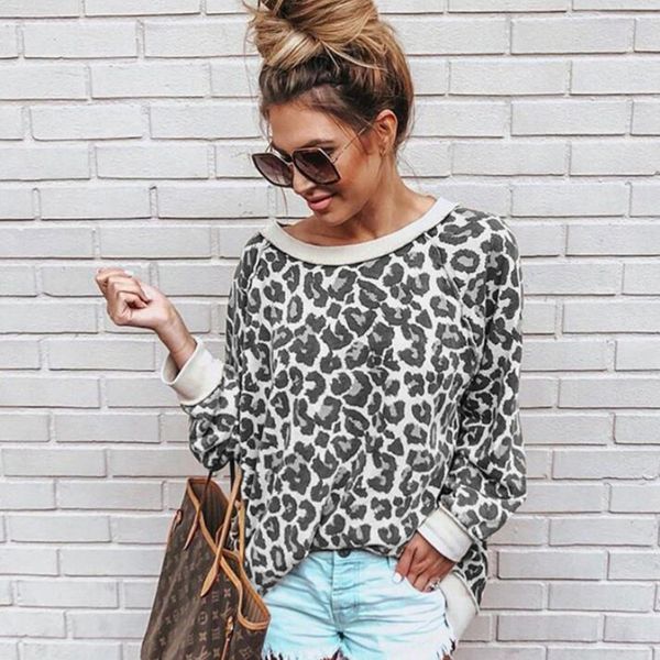 5 colors spring and autumn leopard print round neck long sleeve women's sweater and sweater in 2019 ldb6s, White
5 colors spring and autumn leopard print round neck long sleeve women's sweater and sweater in 2019 ldb6s, White