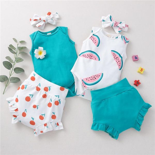 clothing sets infant baby girls clothes summer sleeveless watermelon solid bodysuits ruffles shorts pants headband 3pcs toddler outfits, White
clothing sets infant baby girls clothes summer sleeveless watermelon solid bodysuits ruffles shorts pants headband 3pcs toddler outfits, White