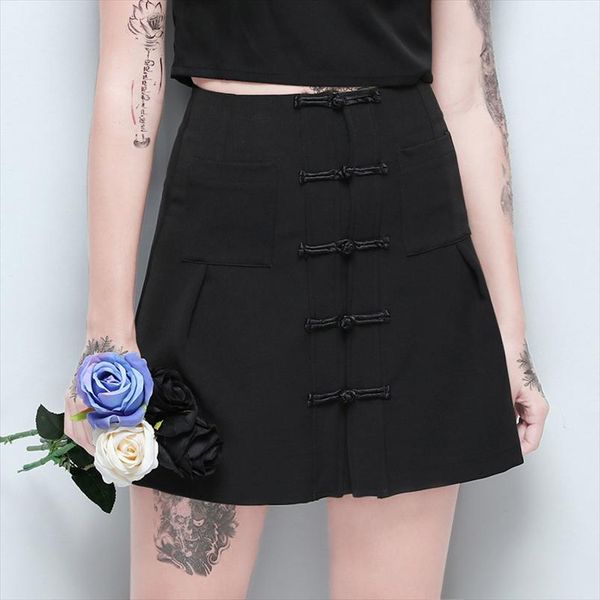 new summer fashion vintage single buttons design a line skirt women female casual fashion punk harajuku skirts, Black
new summer fashion vintage single buttons design a line skirt women female casual fashion punk harajuku skirts, Black