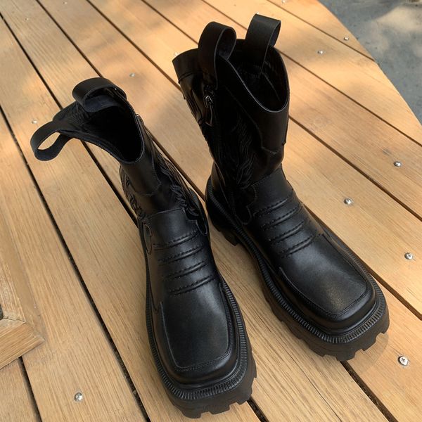 2020 plied female mode platform mid-calf leather genuine round toe thick heels boot women's boots ytmx, Black
2020 plied female mode platform mid-calf leather genuine round toe thick heels boot women's boots ytmx, Black