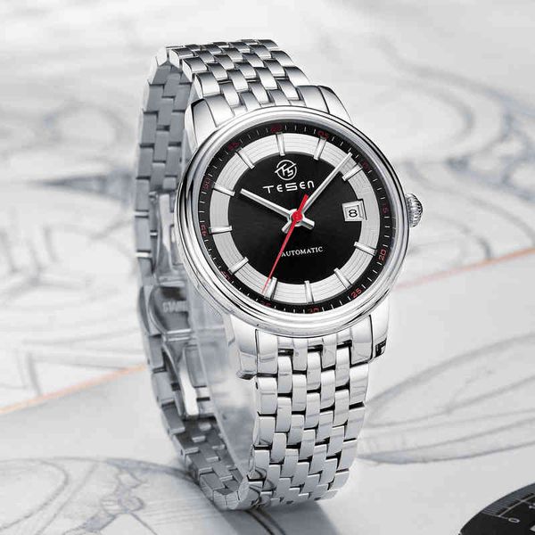 tesen brand luxury men watches automatic mechanical blue watch 50m waterproof casual business stainless steel wristwatch, Slivery;brown
tesen brand luxury men watches automatic mechanical blue watch 50m waterproof casual business stainless steel wristwatch, Slivery;brown