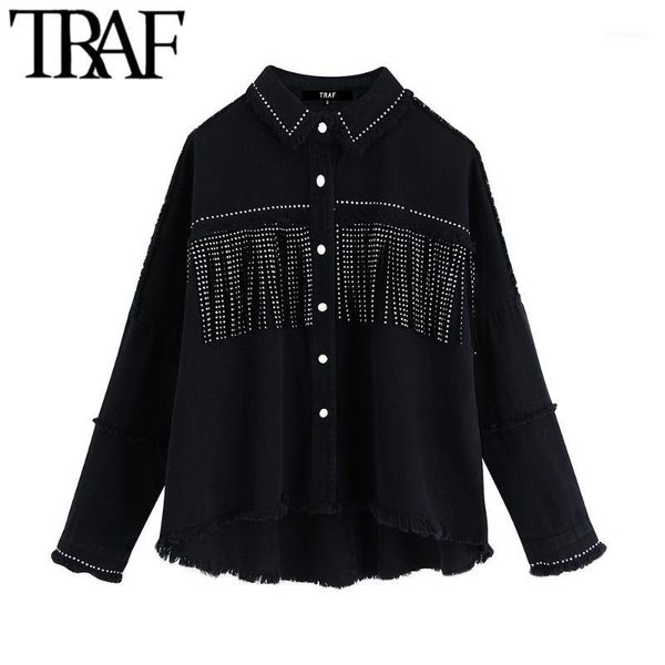traf women stylish tassel beaded oversized denim jacket coat vintage fashion long sleeve frayed trim outerwear chic loose 1, Black;brown 
traf women stylish tassel beaded oversized denim jacket coat vintage fashion long sleeve frayed trim outerwear chic loose 1, Black;brown