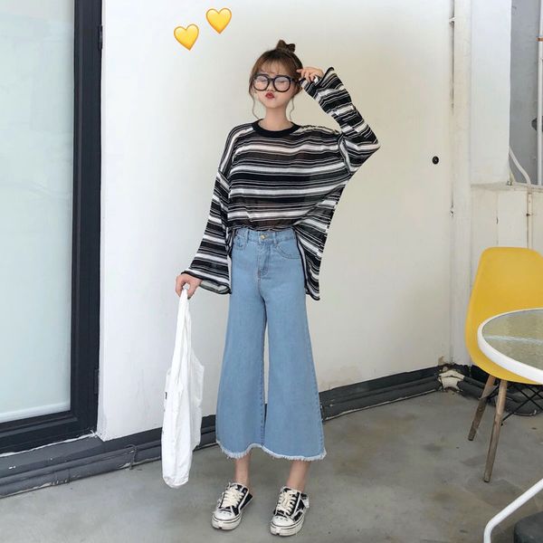 fall / winter new denim straight tube micro pull women's fattening m 9-point wide leg pants loose casual 18102
fall / winter new denim straight tube micro pull women's fattening m 9-point wide leg pants loose casual 18102