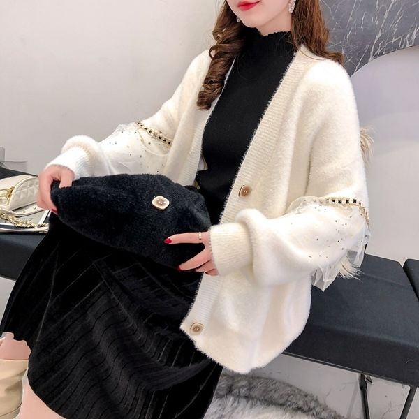 fashion imitation mink sweater coatwomen's loose and lazy style 2020 spring and autumn fashion wool woolsimple knitted cardigan korean, White;black
fashion imitation mink sweater coatwomen's loose and lazy style 2020 spring and autumn fashion wool woolsimple knitted cardigan korean, White;black
