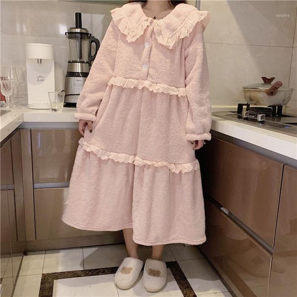 women winter korean princess style sweet nightdress long sleeve coral fleece lace nightgown sleeping dress thick homewear l2031, Black;red
women winter korean princess style sweet nightdress long sleeve coral fleece lace nightgown sleeping dress thick homewear l2031, Black;red