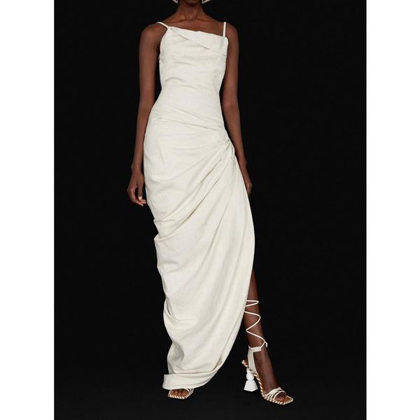 8.26 asymmetric ruched linen blends backless split long dress slim back lace-up draped spaghetti strap party dress women, Black;gray
8.26 asymmetric ruched linen blends backless split long dress slim back lace-up draped spaghetti strap party dress women, Black;gray