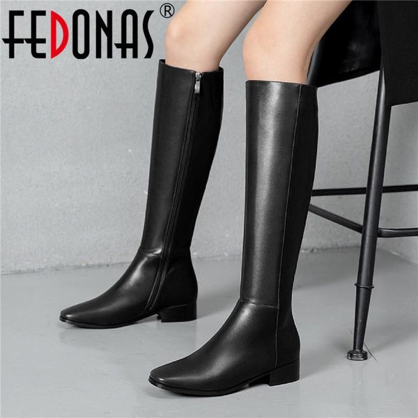 fedonas side zipper winter boots women knee high long boots genuine leather thick heels shoes woman 2020 working shoes woman, Black
fedonas side zipper winter boots women knee high long boots genuine leather thick heels shoes woman 2020 working shoes woman, Black