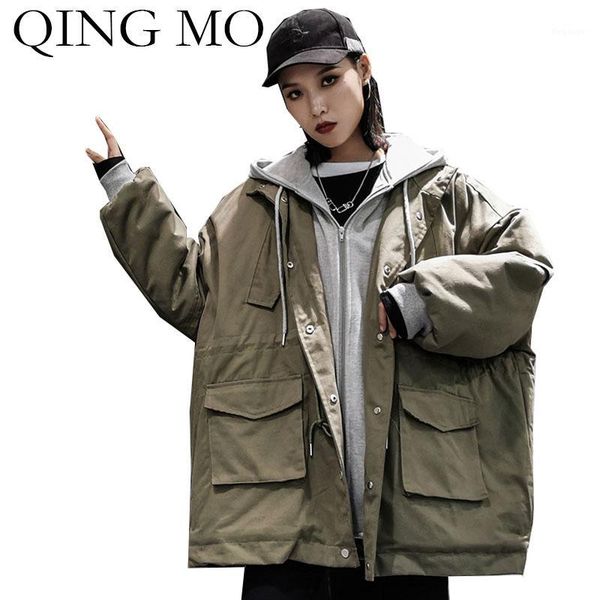 qing mo army-green black women hooded coat 2019 women safari coat drawstring outerwear female fake two pieces set zqy21621
qing mo army-green black women hooded coat 2019 women safari coat drawstring outerwear female fake two pieces set zqy21621