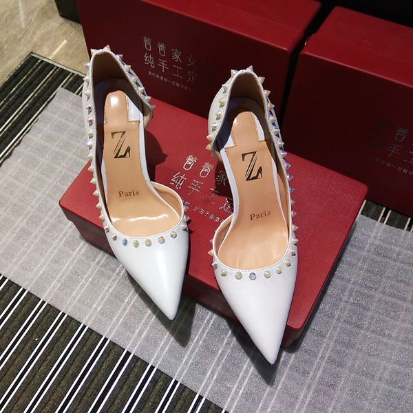 casual designer lady fashion women pumps white spikes rivets point toe high heels shoes 12cm 10cm stiletto heeled wedding shoes, Black
casual designer lady fashion women pumps white spikes rivets point toe high heels shoes 12cm 10cm stiletto heeled wedding shoes, Black