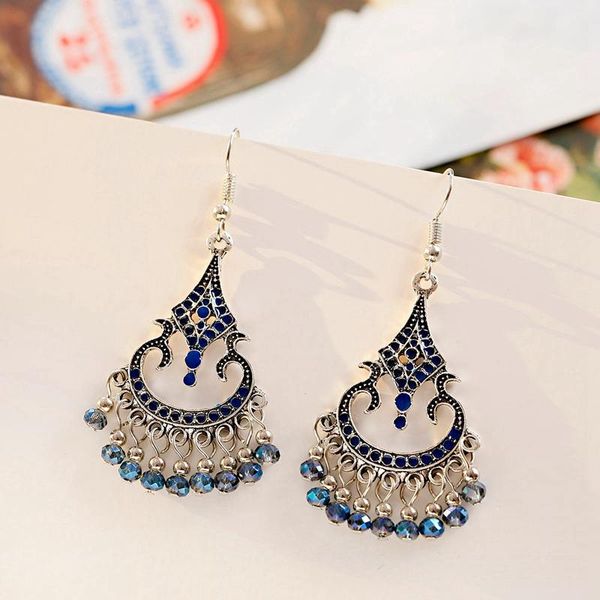 women's vintage ethnic carved jhumka earrings jewelry tribe bohemia corful beads tassel earrings, Silver
women's vintage ethnic carved jhumka earrings jewelry tribe bohemia corful beads tassel earrings, Silver