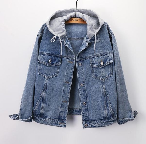 women's jacket 2020 new women's spring and autumn long-sleeved denim hooded jacket casual loose1, Black;brown
women's jacket 2020 new women's spring and autumn long-sleeved denim hooded jacket casual loose1, Black;brown
