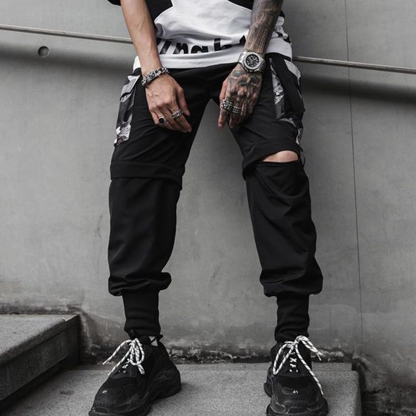 men's pants detachable leg cotton camo cargo men streetwear summer hip hop harem multi-pocket sweatpants jogger trousers, Black
men's pants detachable leg cotton camo cargo men streetwear summer hip hop harem multi-pocket sweatpants jogger trousers, Black