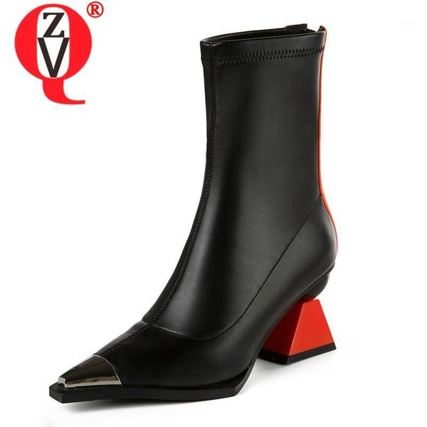 boots zvq woman shoes autumn fashion mixed colors handmade genuine leather ankle outside high heels zip drop 1, Black
boots zvq woman shoes autumn fashion mixed colors handmade genuine leather ankle outside high heels zip drop 1, Black