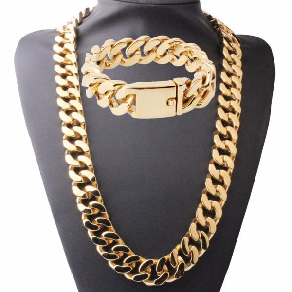 Mens Set 20mm Mens Chain Boys Necklace Curb Cuban Link Chain Silver Color Gold Color Stainless Steel Necklace Bracelet Set
Mens Set 20mm Mens Chain Boys Necklace Curb Cuban Link Chain Silver Color Gold Color Stainless Steel Necklace Bracelet Set