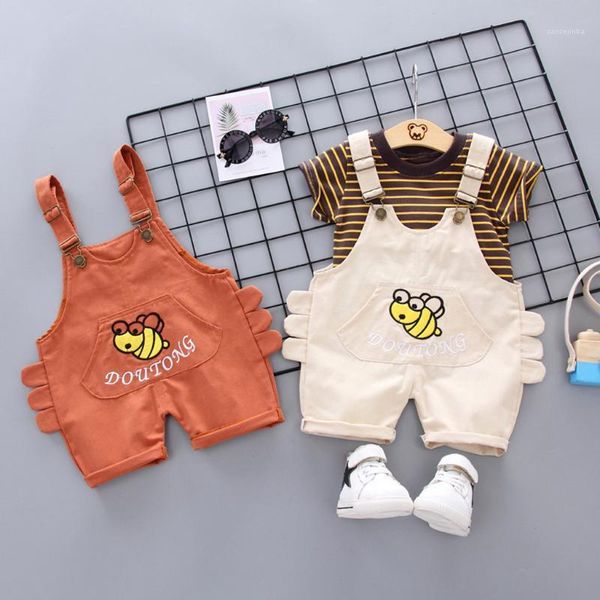 2 pcs/set baby boy clothes short sleeve striped print t-shirt girls cotton tee +kid boys casual cartoon suspender pants set1, White
2 pcs/set baby boy clothes short sleeve striped print t-shirt girls cotton tee +kid boys casual cartoon suspender pants set1, White