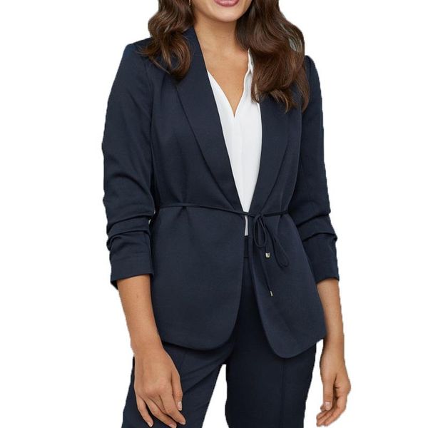 women's suits & blazers 2021 fall coat women casual navy blue blazer feminino long sleeve lace-up cardigan womens clothing, White;black