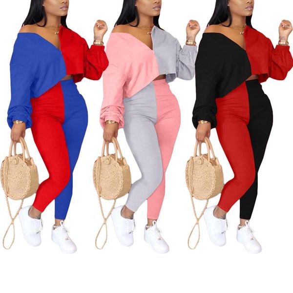 женская лоскутная спортивный костюм off-плечу crop top с длинными узкими брюками из двух частей спортивной одежды для, White;black
женская лоскутная спортивный костюм off-плечу crop top с длинными узкими брюками из двух частей спортивной одежды для, White;black