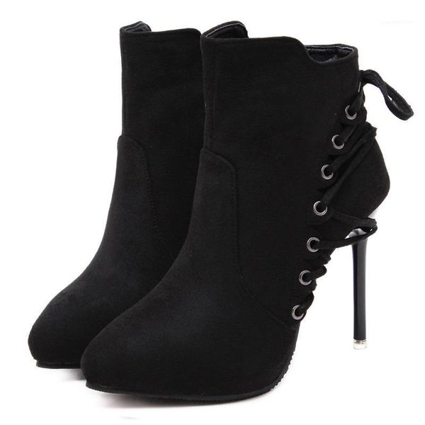 boots 10cm european and american women's shoes stiletto nude round hole strap pointed toe lady short botas1, Black
boots 10cm european and american women's shoes stiletto nude round hole strap pointed toe lady short botas1, Black