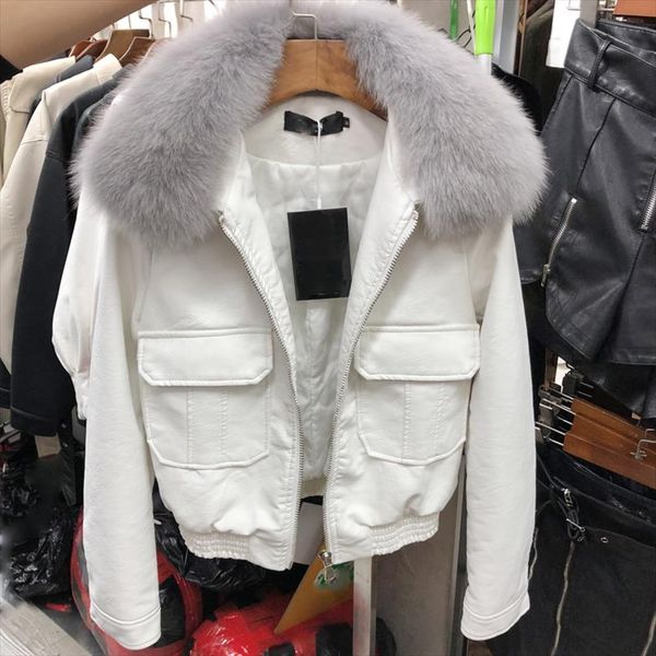 big real fox fur collar 2020 new women winter warm faux leather jackets motorcycle pu leather jacket female warm coats, Black
big real fox fur collar 2020 new women winter warm faux leather jackets motorcycle pu leather jacket female warm coats, Black