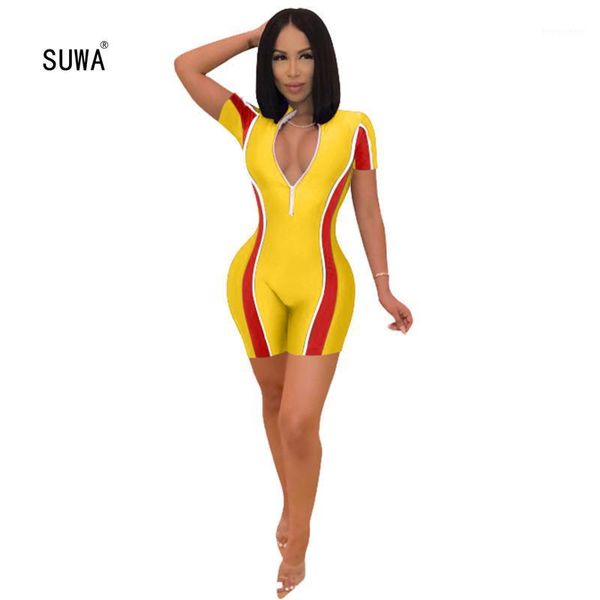 sport wear women sheath playsuit front zipper short sleeve casual short catsuit 5 colors fitness overall1, Black;white
sport wear women sheath playsuit front zipper short sleeve casual short catsuit 5 colors fitness overall1, Black;white