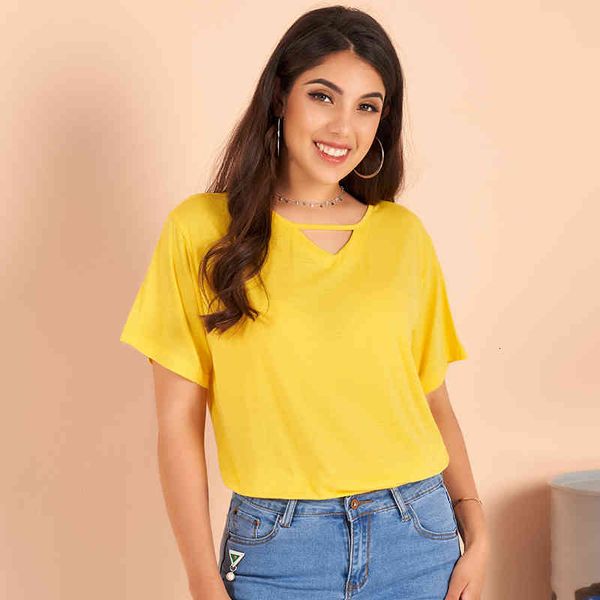 women's t-shirt summer product all-match solid color v-neck hollow comfortable loose yellow ladies t-shirt cf6s, White
women's t-shirt summer product all-match solid color v-neck hollow comfortable loose yellow ladies t-shirt cf6s, White