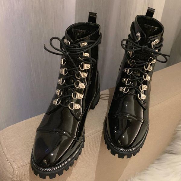 fashion ankle boots women metal decoration lace-up ladies booties round toe thick heel female shoes fashion woman martin boots, Black
fashion ankle boots women metal decoration lace-up ladies booties round toe thick heel female shoes fashion woman martin boots, Black