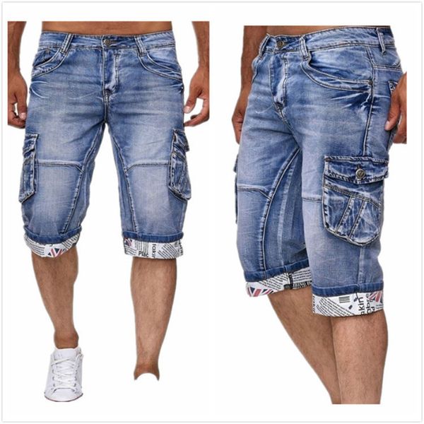 men's jeans multi pocket whitening trend denim shorts straight tube lace capris summer, Blue
men's jeans multi pocket whitening trend denim shorts straight tube lace capris summer, Blue