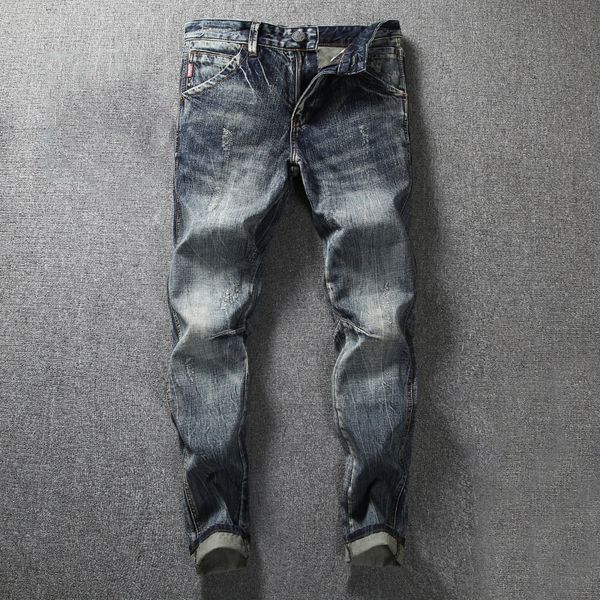 2021 new japanese style fashion vintage designer retro wash slim fit classical men spliced superably brand ripped ukgh, Blue
2021 new japanese style fashion vintage designer retro wash slim fit classical men spliced superably brand ripped ukgh, Blue