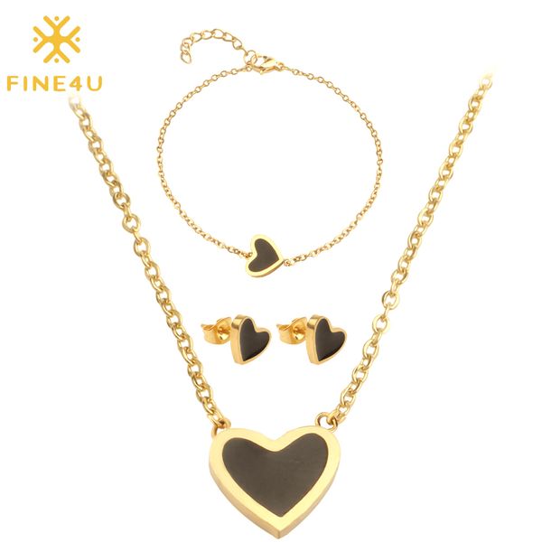 fine4u n191 enamel heart necklace earrings bracelet sets for women stainless steel wedding bridal jewelry set, Silver
fine4u n191 enamel heart necklace earrings bracelet sets for women stainless steel wedding bridal jewelry set, Silver